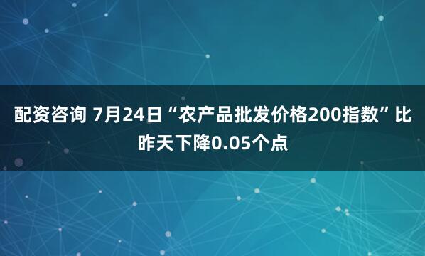 配资咨询 7月24日“农产品批发价格200指数”比昨天下降0.05个点