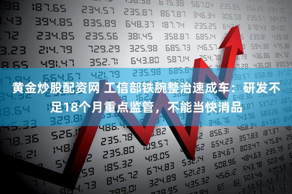黄金炒股配资网 工信部铁腕整治速成车：研发不足18个月重点监管，不能当快消品